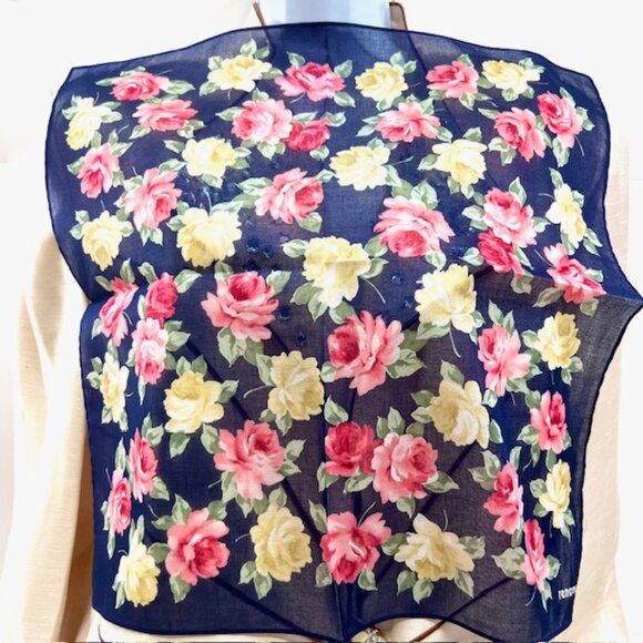 New in Box 2 RENOMA PARIS Mouchairw Cotton Scarf Pocket Square 18" Floral (33 - Picture 6 of 12